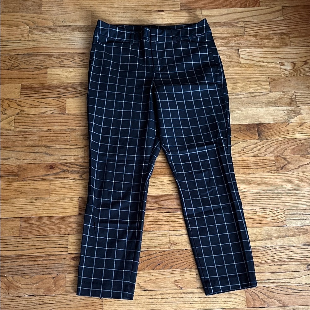 Old Navy Black and White Windowpane Plaid Dress Pants